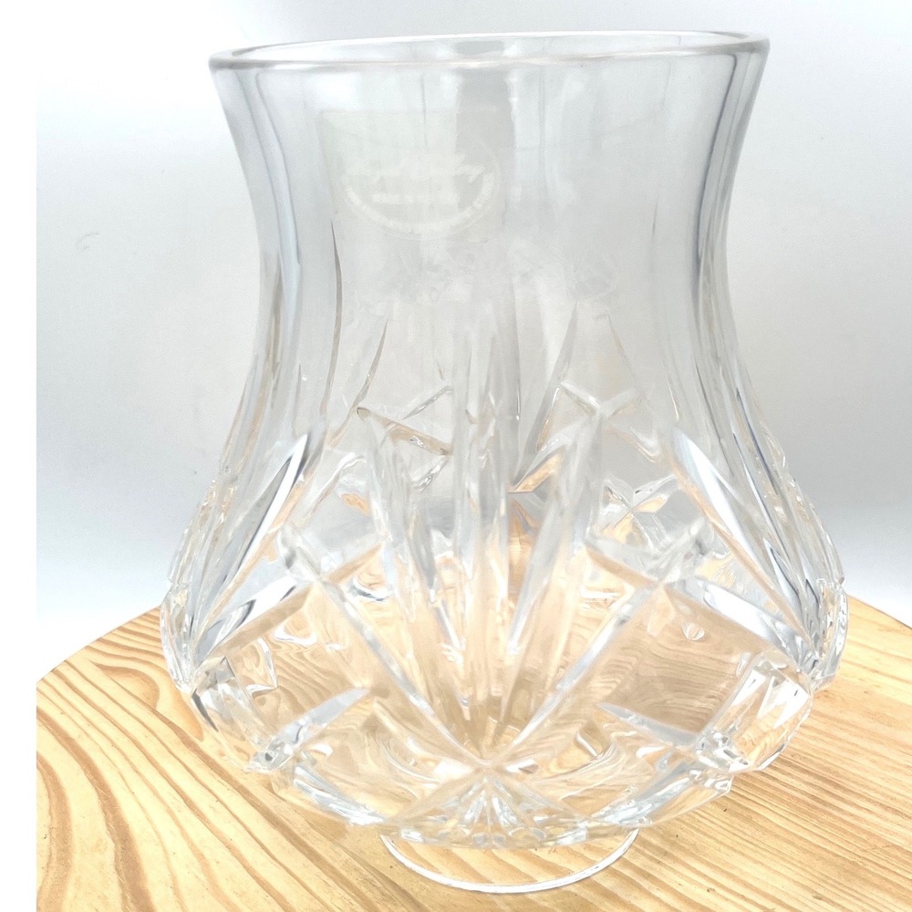 Vtg 1998 Royal Gallery Lead Crystal Hurricane Shade Only Poland Cross Hatch top